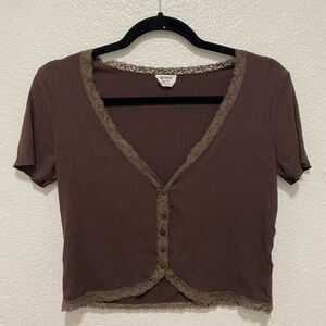 Cotton On Chocolate Lace Detail Top